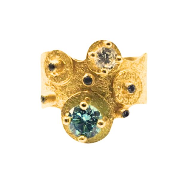 Silver gold-plated ring with cubic zirconia by MM Arte Jewellery